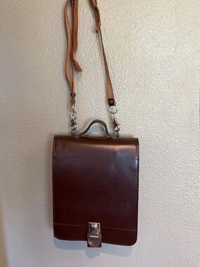 Genuine Leather Cross Bag/Artist Portfolio Messenger Satchel Brown 11x14